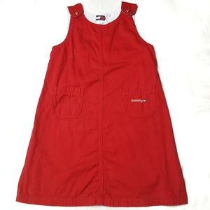 Tommy Hilfiger Red Denim Jumper Dress Size 6
